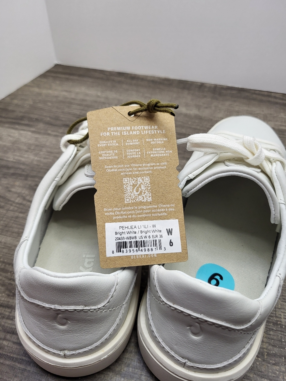 Olukai Pehuea Li 'Ili Shoe Women's Sz 6 Leather Comfort Low Casual Sneakers New - Picture 8 of 8